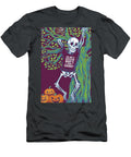 A Playful Skeleton Hangs Among Autumn Leaves Generative Ai Vidddie Publyshd T-Shirt