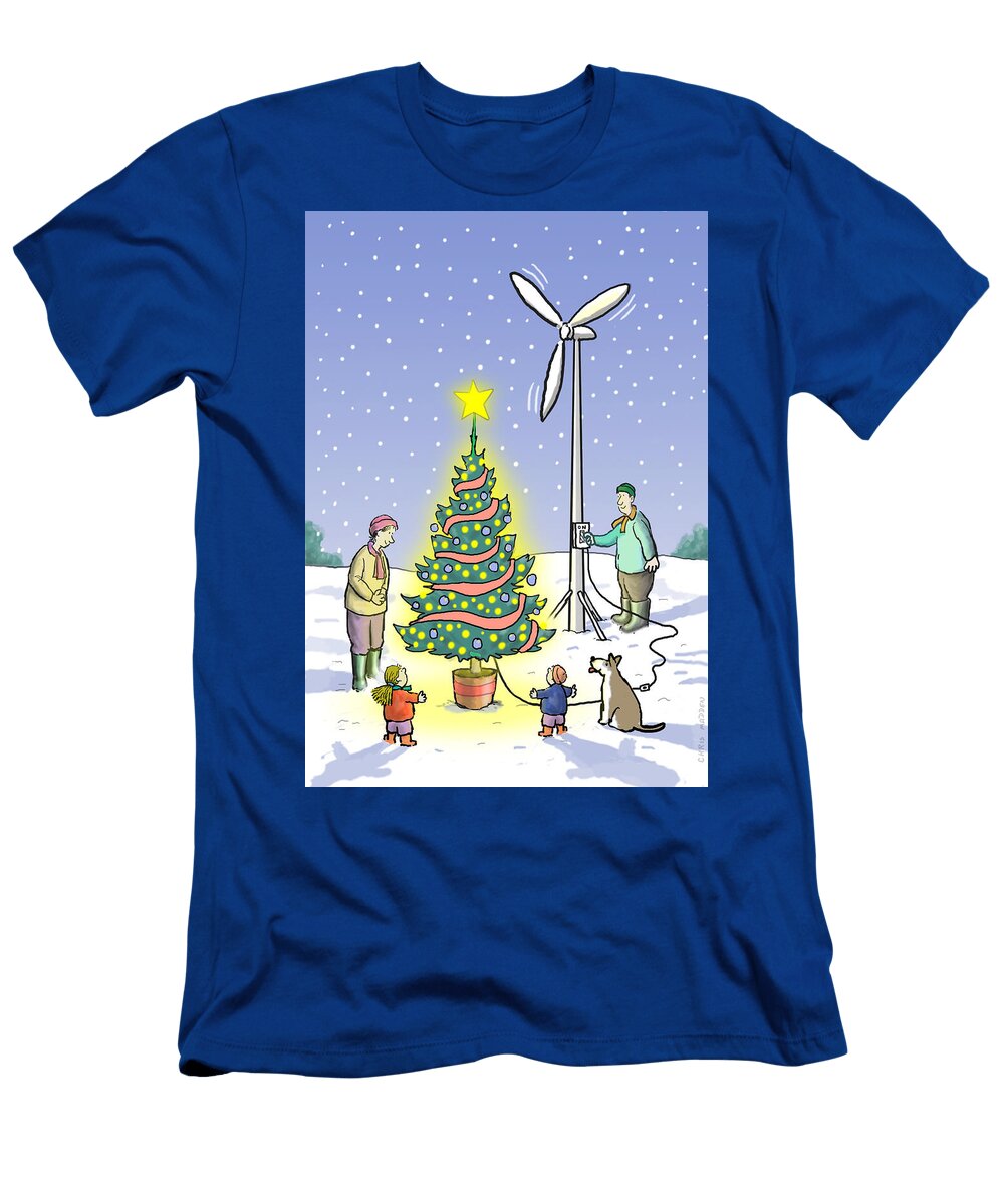 A Wind Turbine Generating the Electricity for a Christmas Chris Madden T-Shirt