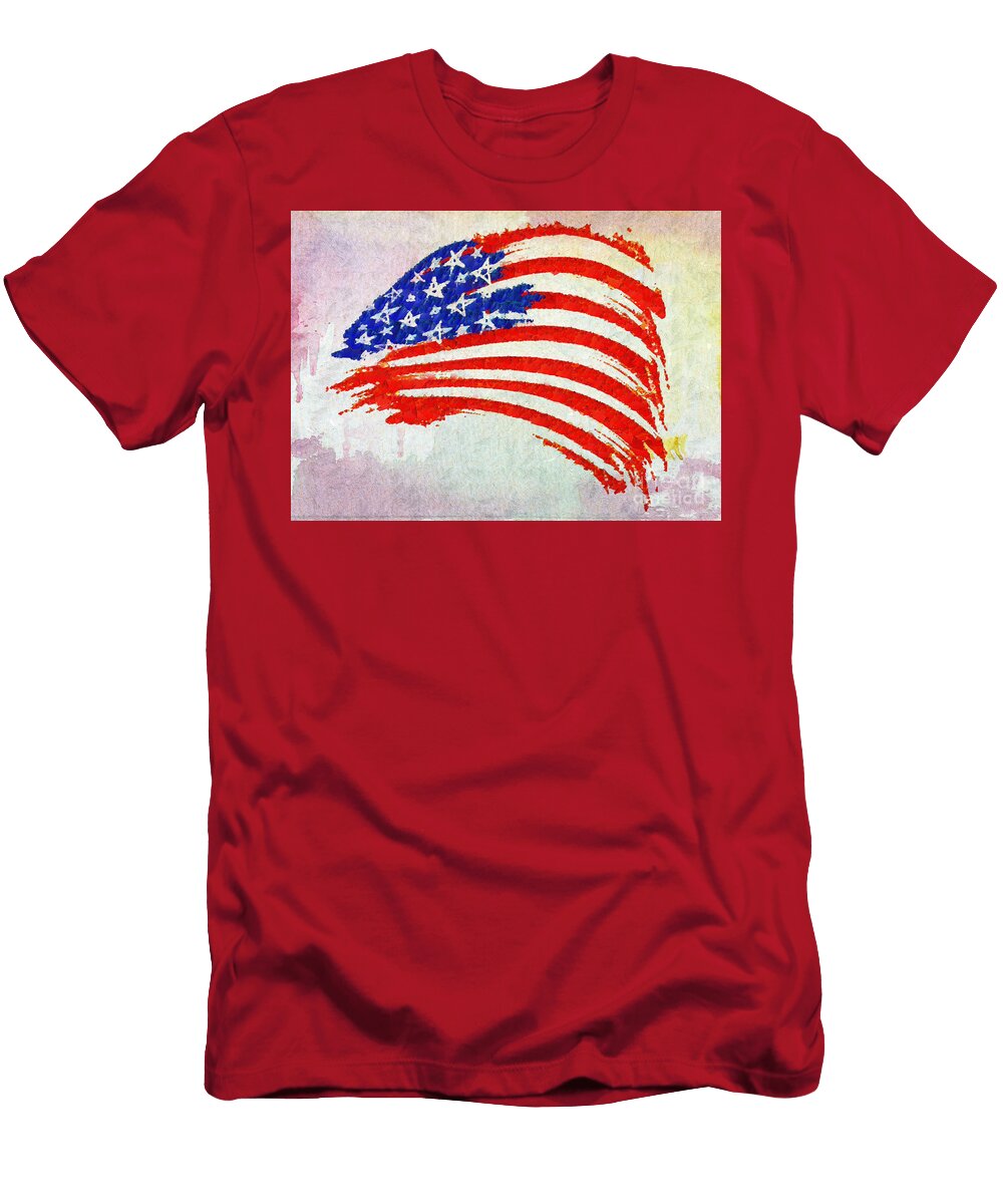 Abstract Painted American Flag Stefano Senise T-Shirt