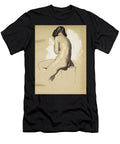 Academic Nude Figure Drawing Pencil Sketch of Seated Woman Neutral Background Anatomy Study William Holman Hunt T-Shirt