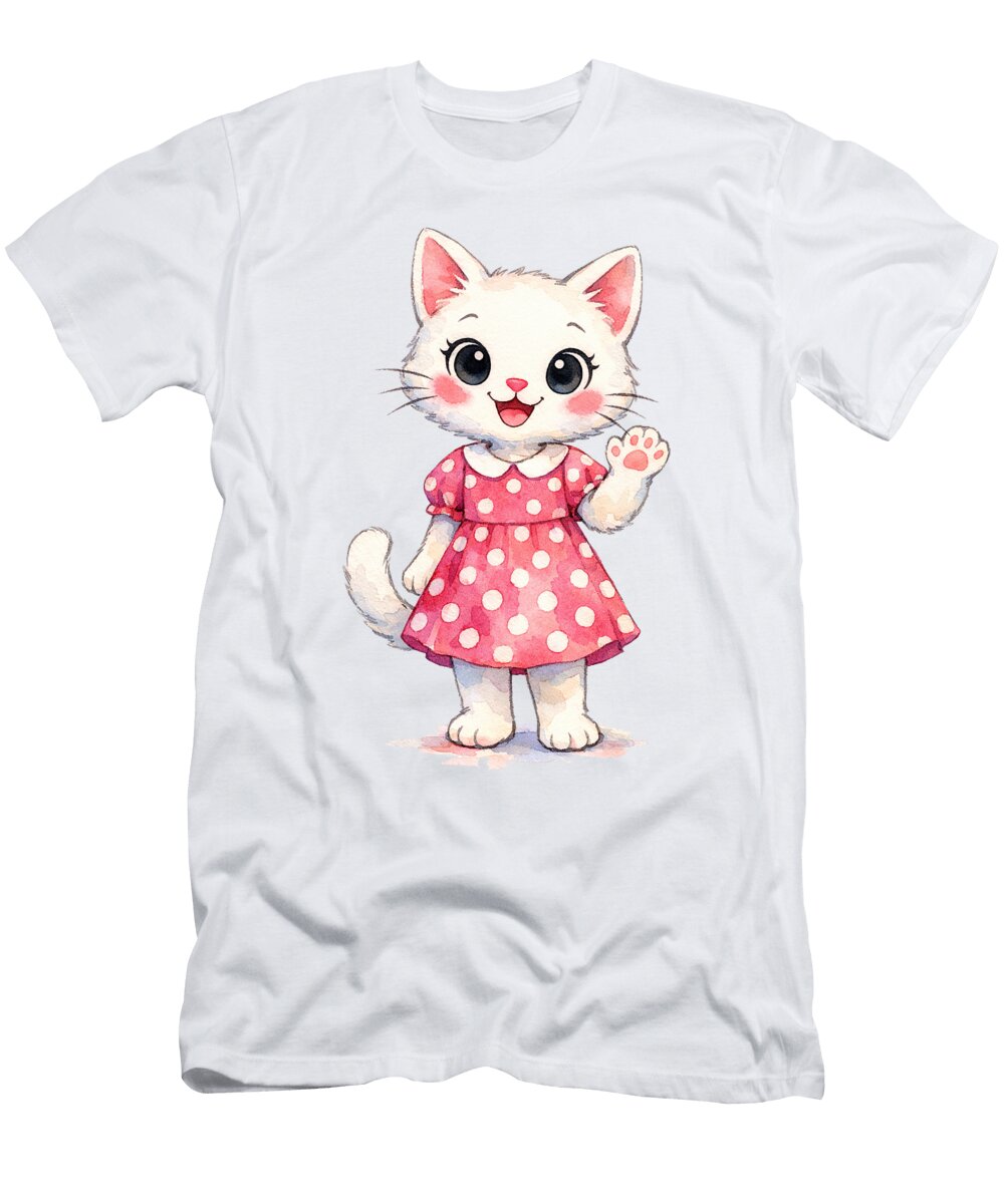 Adorable Kitten in Polka Dot Dress John Lutheran T-Shirt