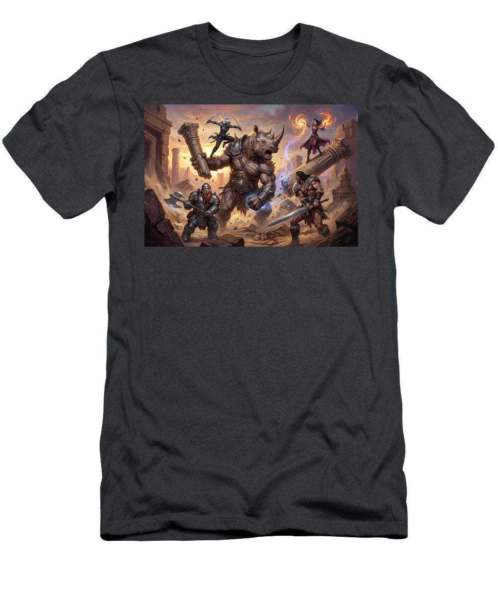 Adventurers Battle the Rhino Juggernaut Alvin Barfield T-Shirt