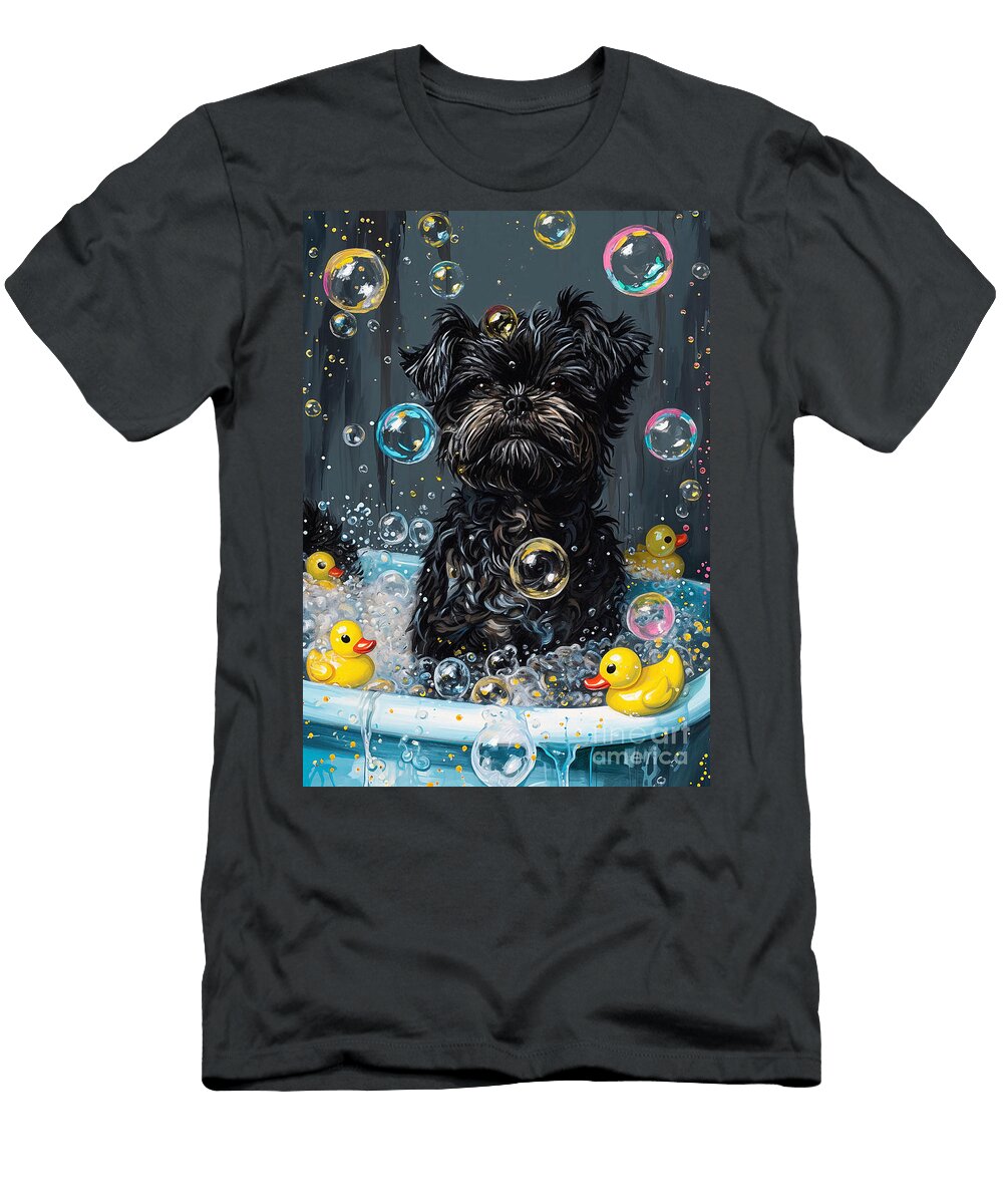 Affenpinscher Dog Enjoying a Bubbly Bathtub Scene Adrien Efren T-Shirt
