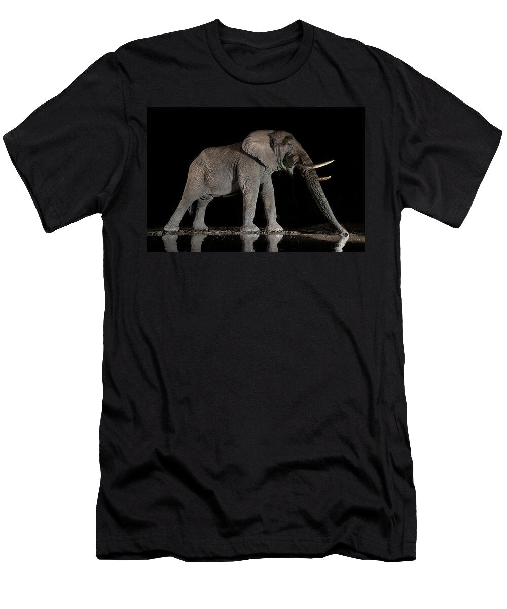 African Elephant At Water At Night Zimanga Game Reserve Ann Steve Toon Natureplcom T-Shirt