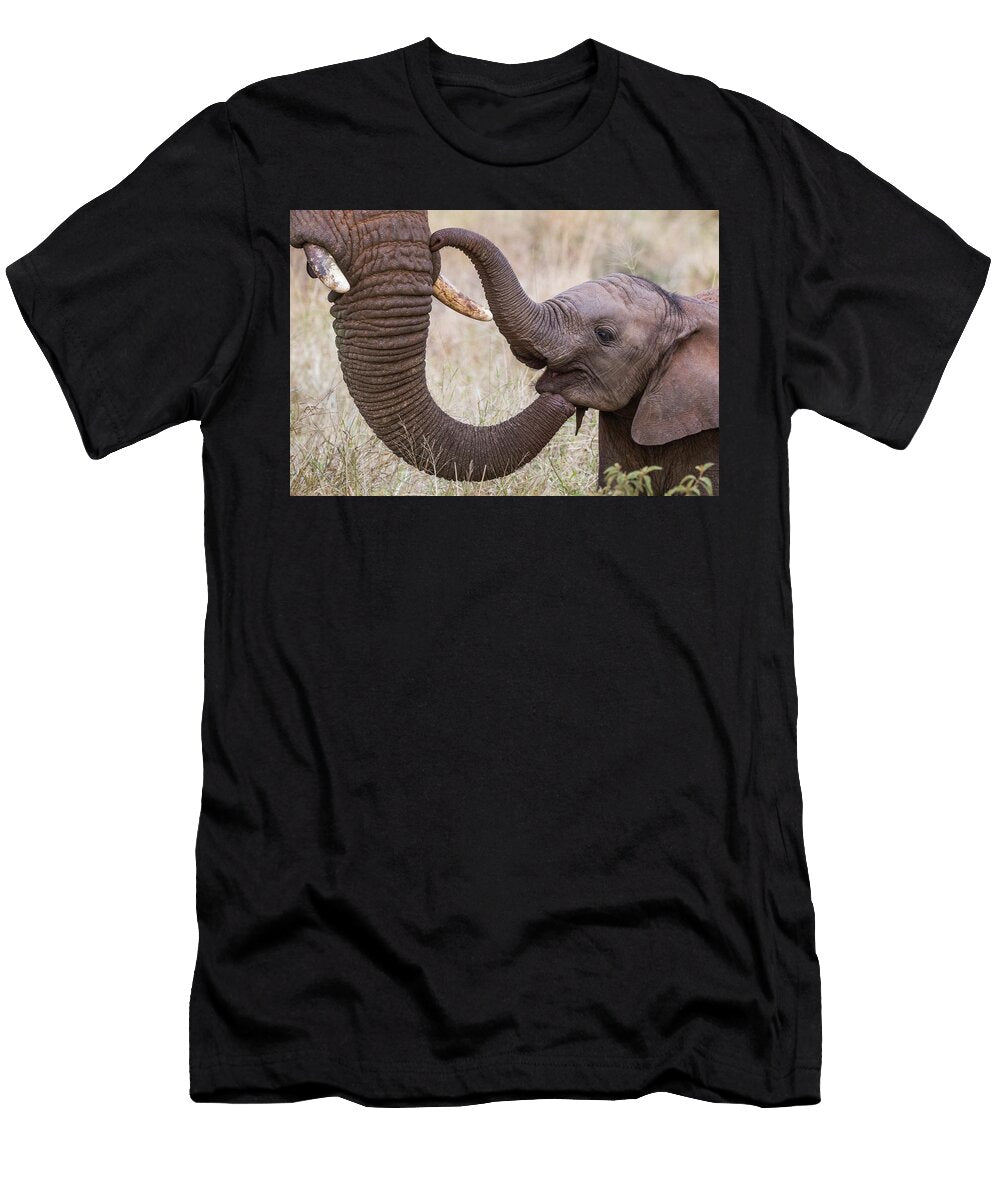 African Elephant Calf and Adult Trunk Zimanga Game Ann Steve Toon Natureplcom T-Shirt