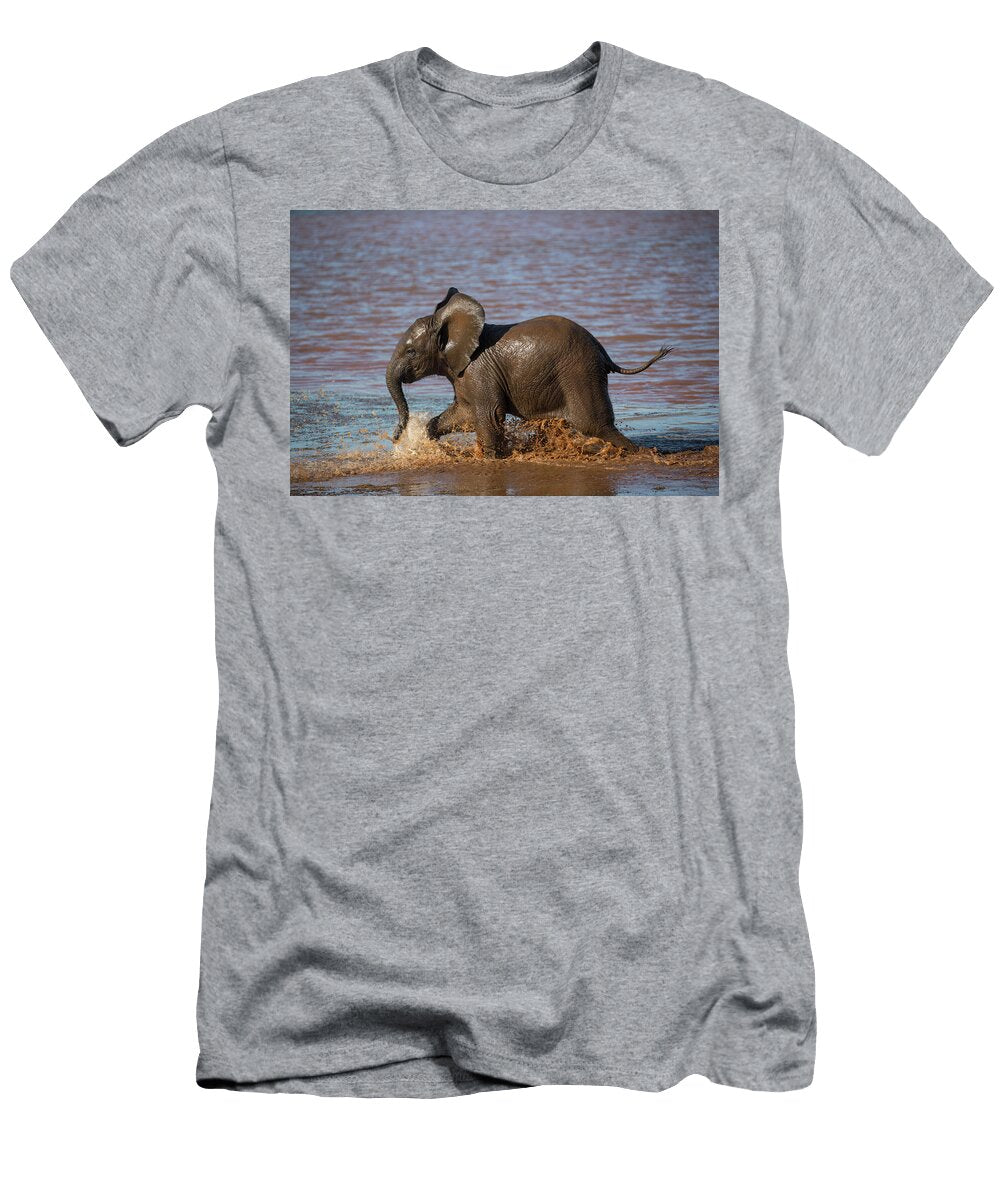 African Elephant Calf in Water Zimanga Game Reserve Ann Steve Toon Natureplcom T-Shirt