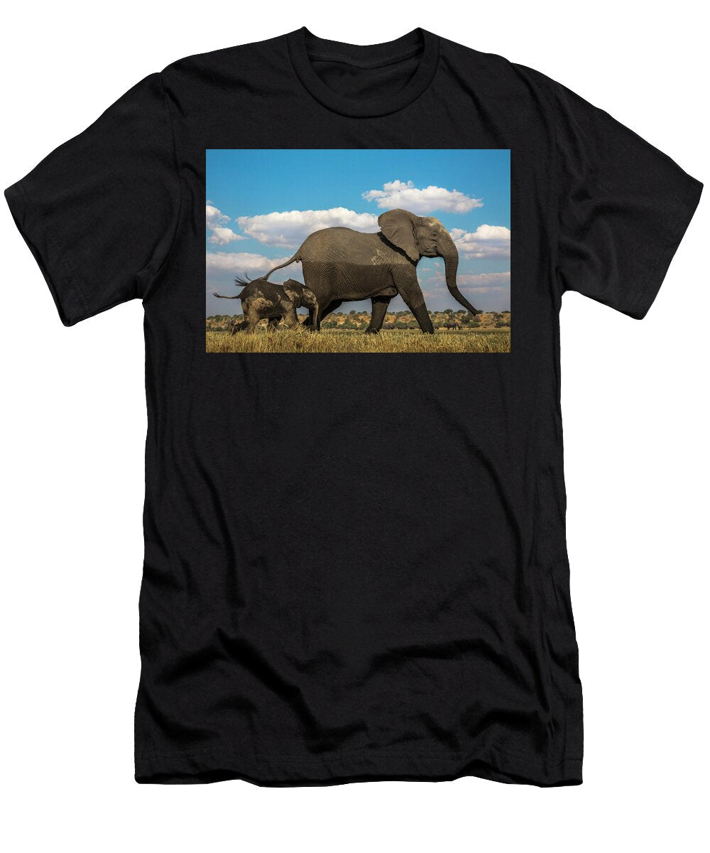 African Elephant with Calf Chobe National Park Ann Steve Toon Natureplcom T-Shirt