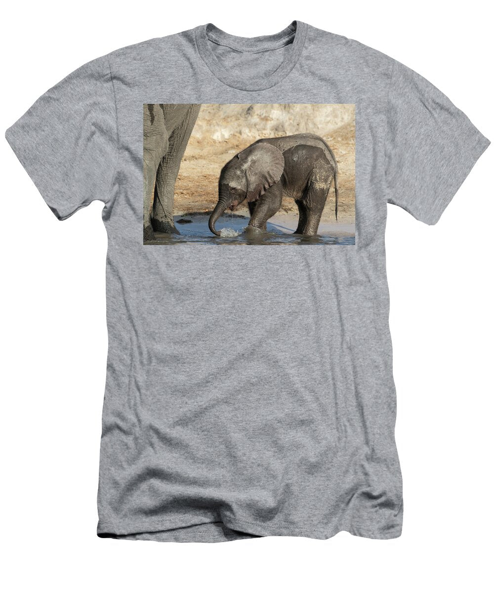 African Elephant Young Calf Playing in Water Chobe Ann Steve Toon Natureplcom T-Shirt