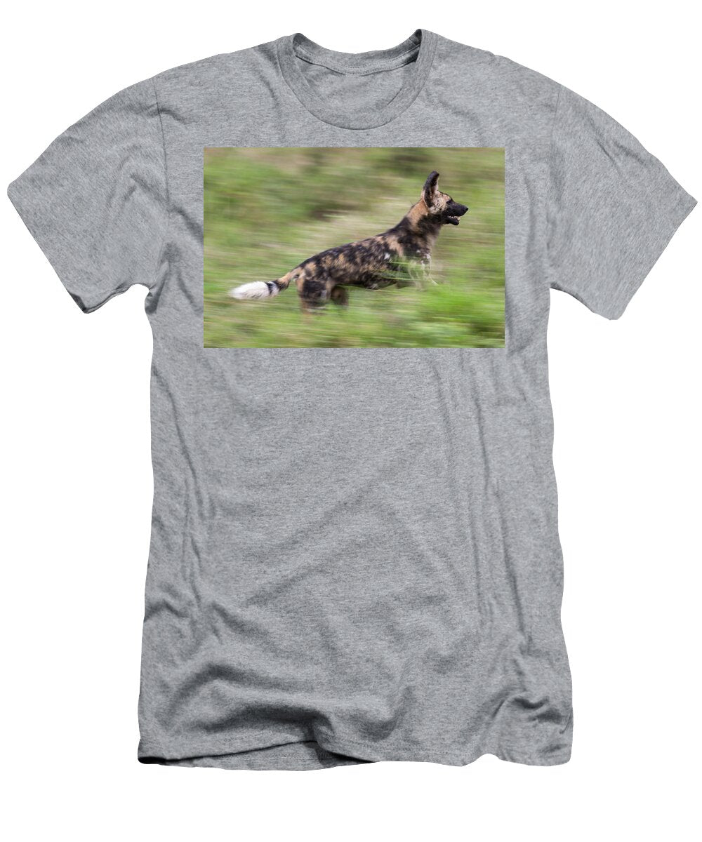 African Wild Dog Running Blurred Motion Zimanga Private Ann Steve Toon Natureplcom T-Shirt