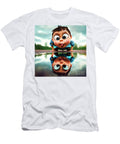 Ai Art of a Child Making Silly Faces At His Reflection in a Puddle of Water Rose Santuci Sofranko T-Shirt