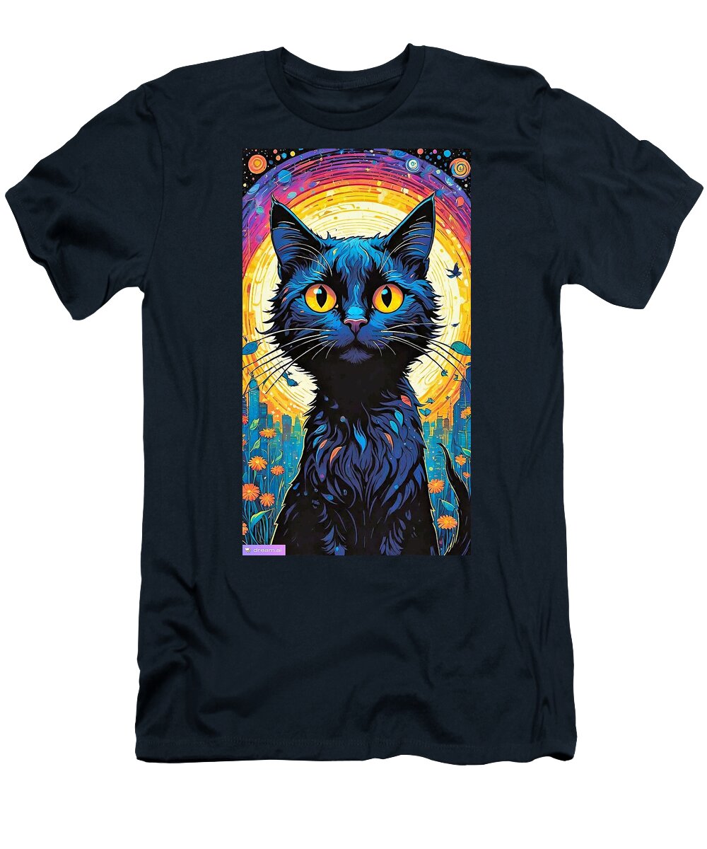 Ai Black Cats Are Cute and Goofy 4 Denise F Fulmer T-Shirt