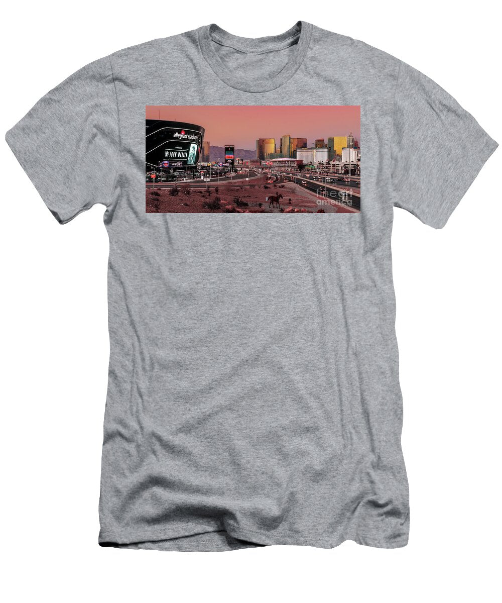 Allegiant Stadium Las Vegas Raiders Game Day Tribute to John Madden After Sunset Panoramic View Aloha Art T-Shirt