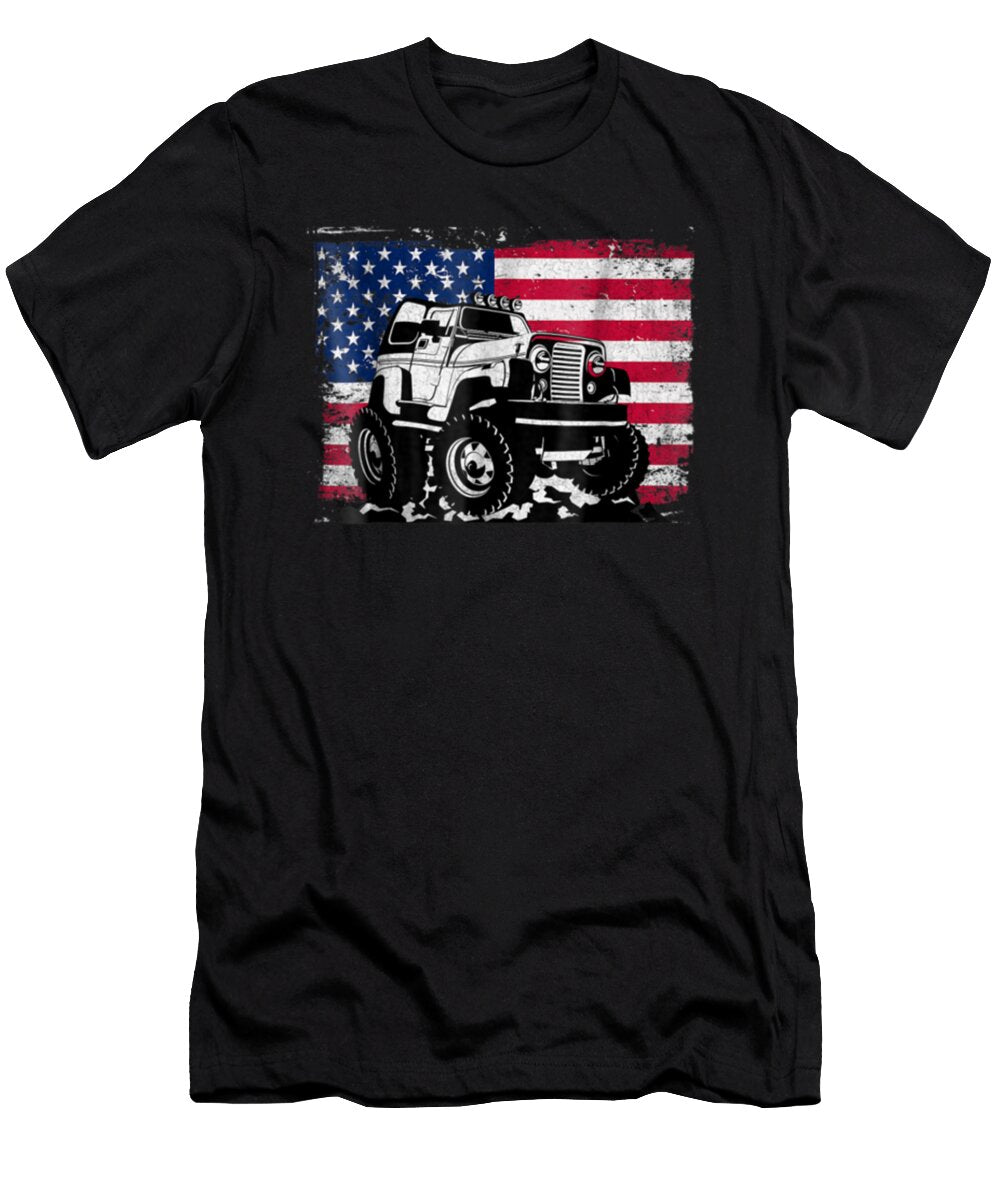 American Flag with Jeep Tinh Tran Le Thanh T-Shirt