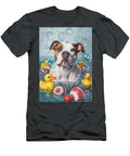 American Staffordshire Terrier Dog Frolicking in a Bubbly Bathtub Adrien Efren T-Shirt