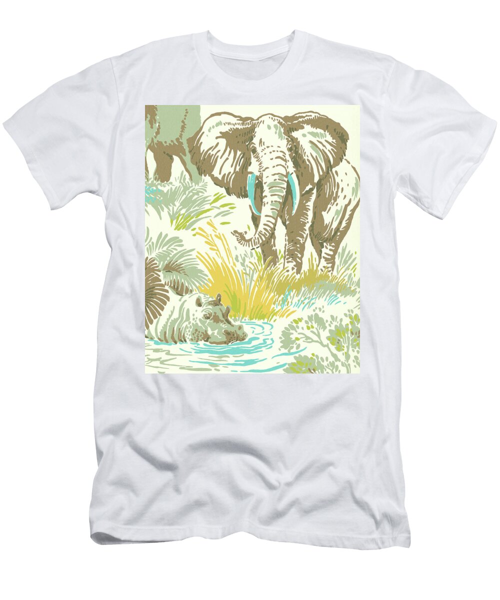An Elephant and a Hippo Csa Images T-Shirt