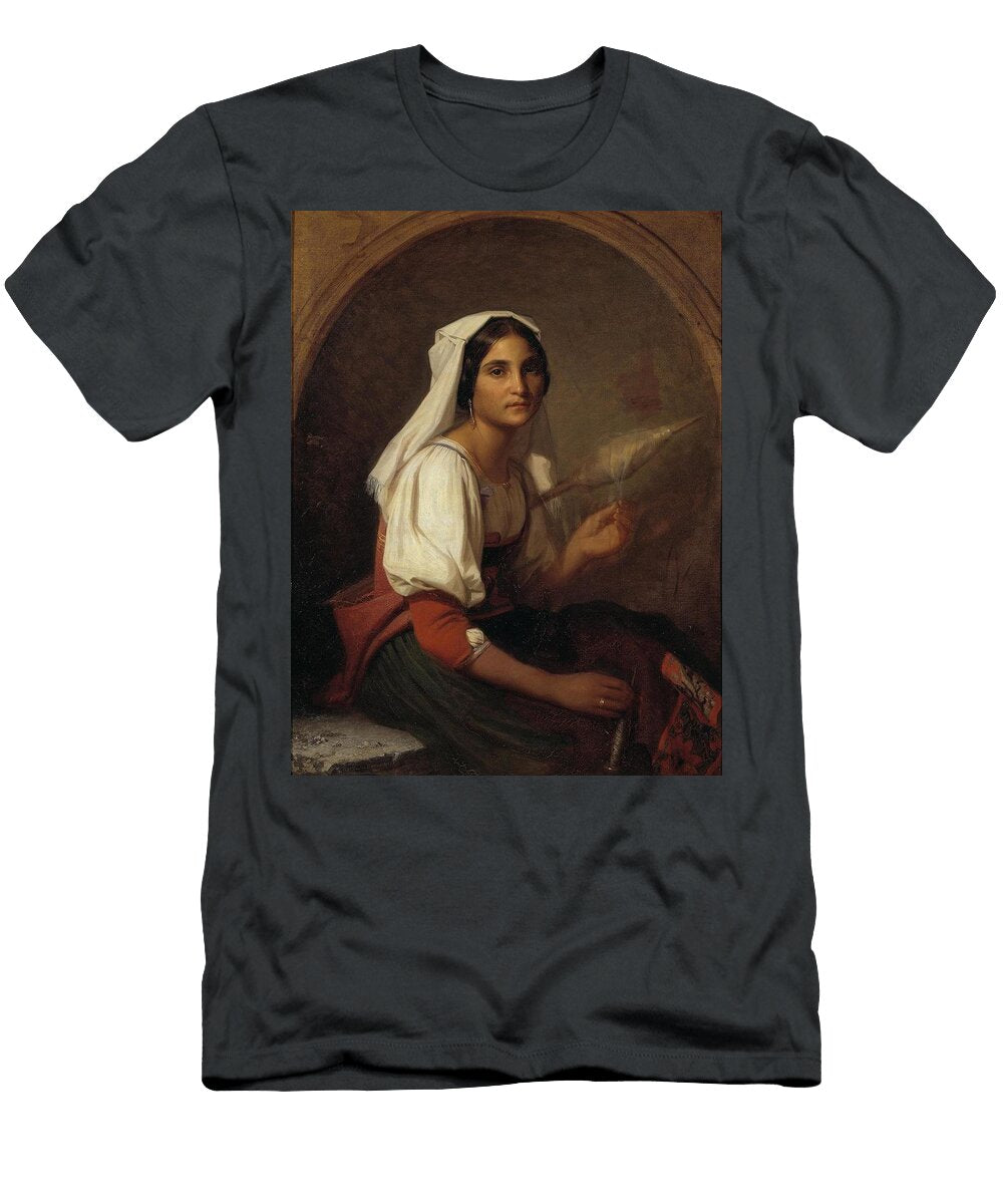 An Italian Woman Spinning Flax Uno Troili Swedish T-Shirt