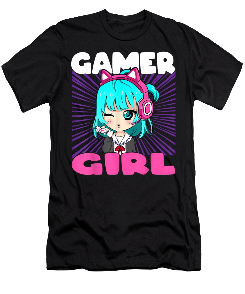 Anime and Gaming Chibi Graphic Video Games Gamer Girl Dnt Prints T-Shirt