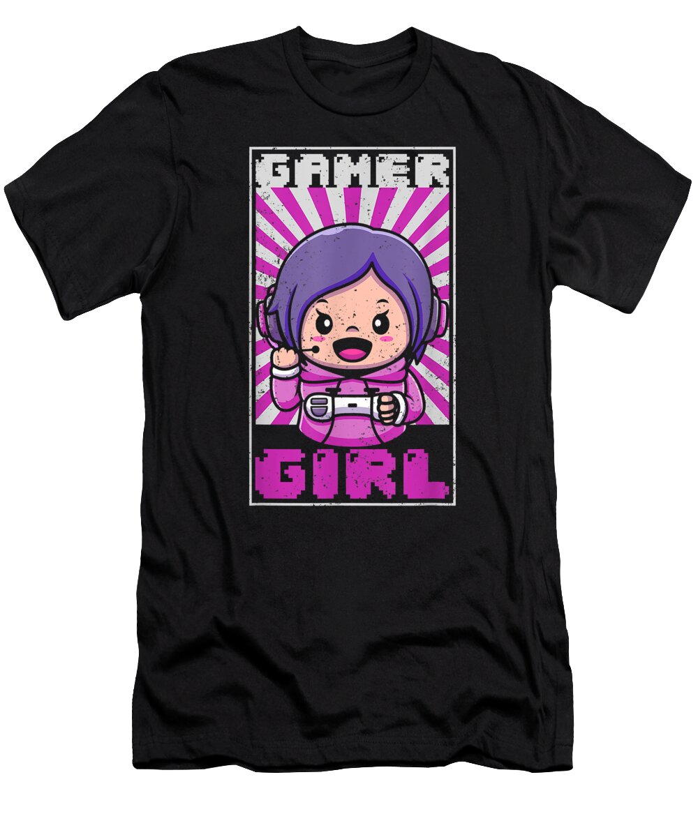 Anime Gamer Girl Women Gift Video Games Player Gaming Dnt Prints T-Shirt
