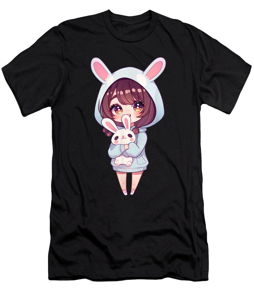 Anime Girl Bunny Kawaii Easter Style Melissa Ward T-Shirt