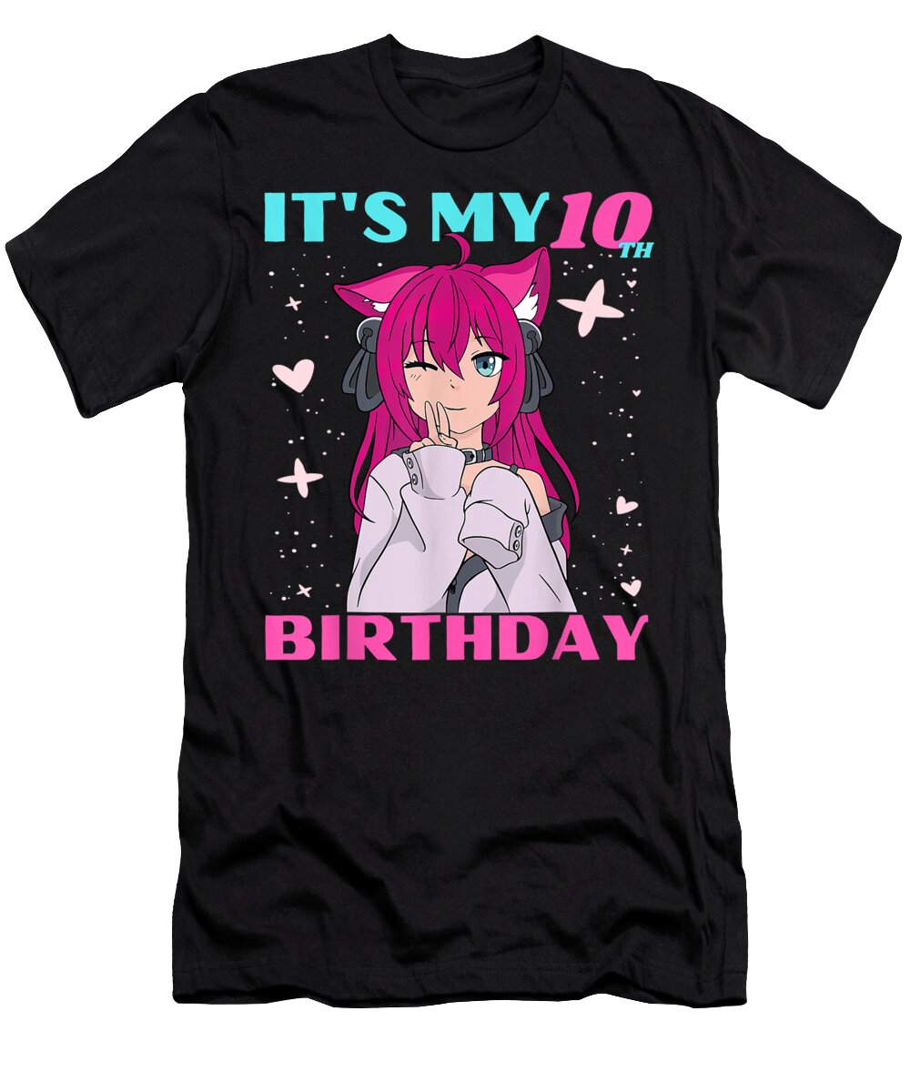 Anime Girl Its My 10th Birthday 10 Years Old Birthday Girl Dnt Prints T-Shirt