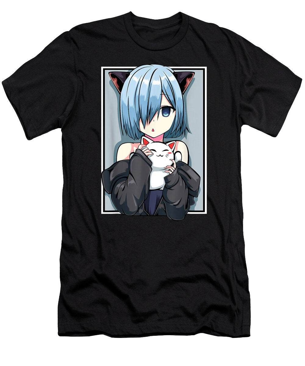 Anime Girl Neko Catgirl Pastel Kawaii Cat Manga Japan Lover Dnt Prints T-Shirt