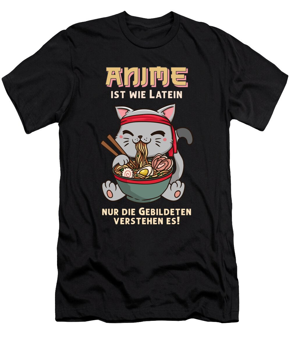 Anime Ist Wie Latein I Neko Cat Kawaii Anime Girl Bi Nutz T-Shirt