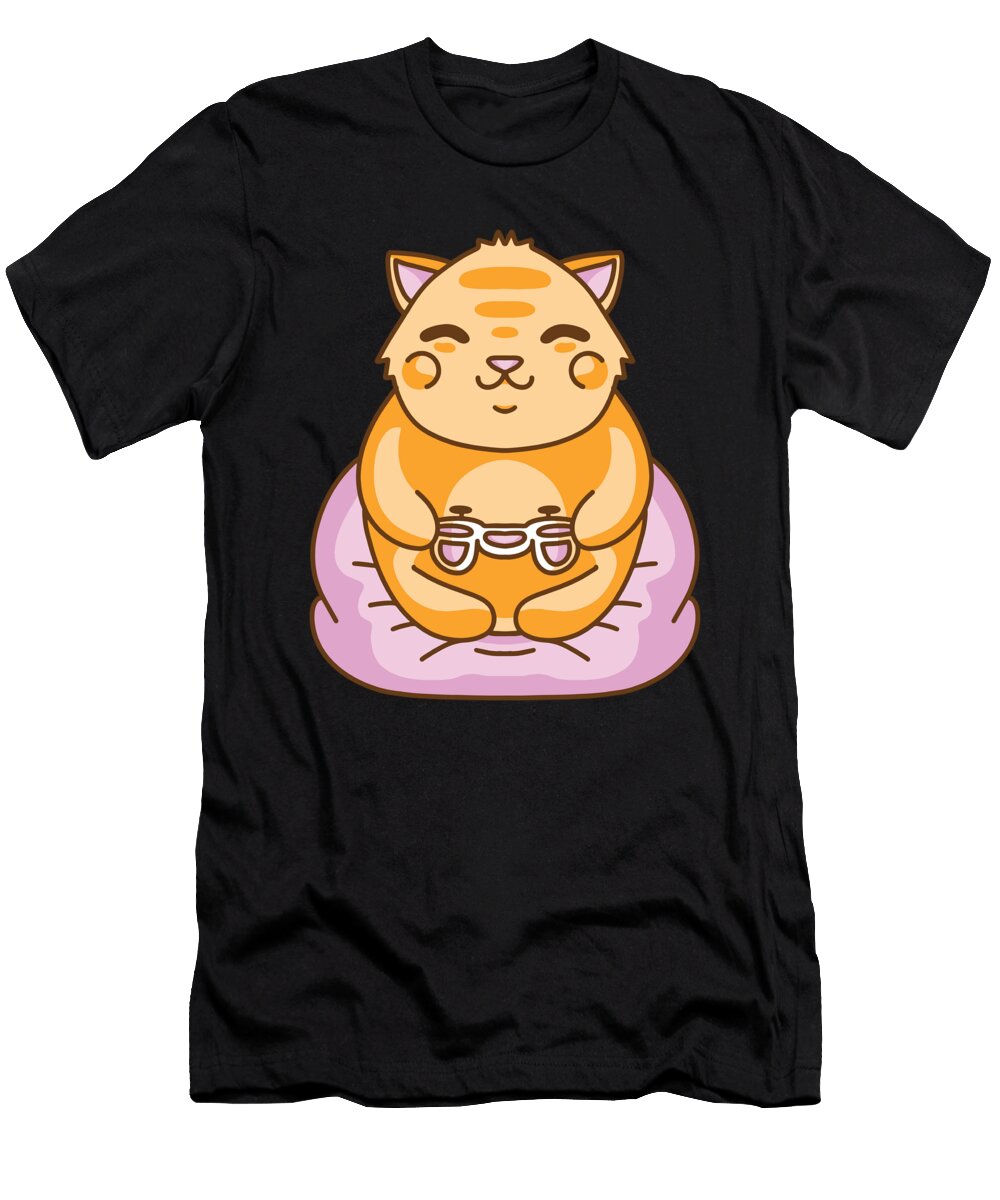 Anime Kawaii Gaming Cat Funny Chubby Cat Designed By Vexels T-Shirt