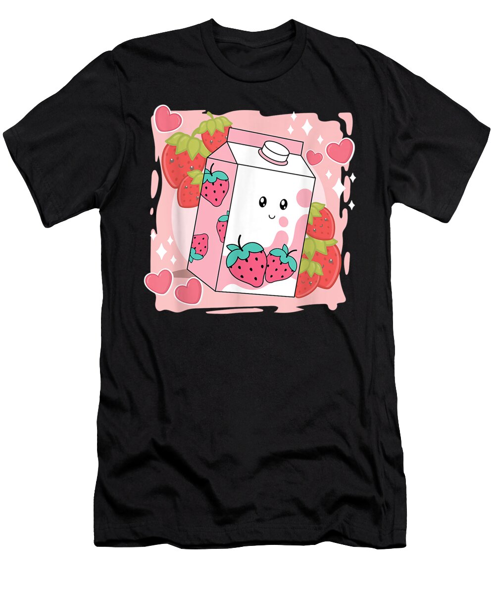 Anime Milkshake Kawaii Japanese Strawberry Milk Shake Carton Dnt Prints T-Shirt