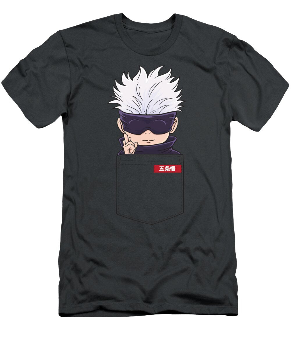 Anime Satoru Gojo Blindfolded Chibi Pocket Handsley Nguyen T-Shirt