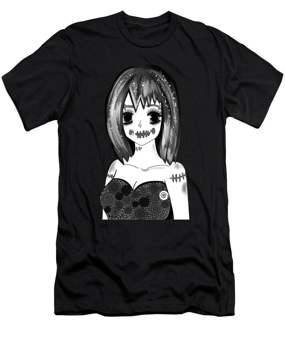 Anime Zombie Girl Black and White Kaylin Watchorn T-Shirt