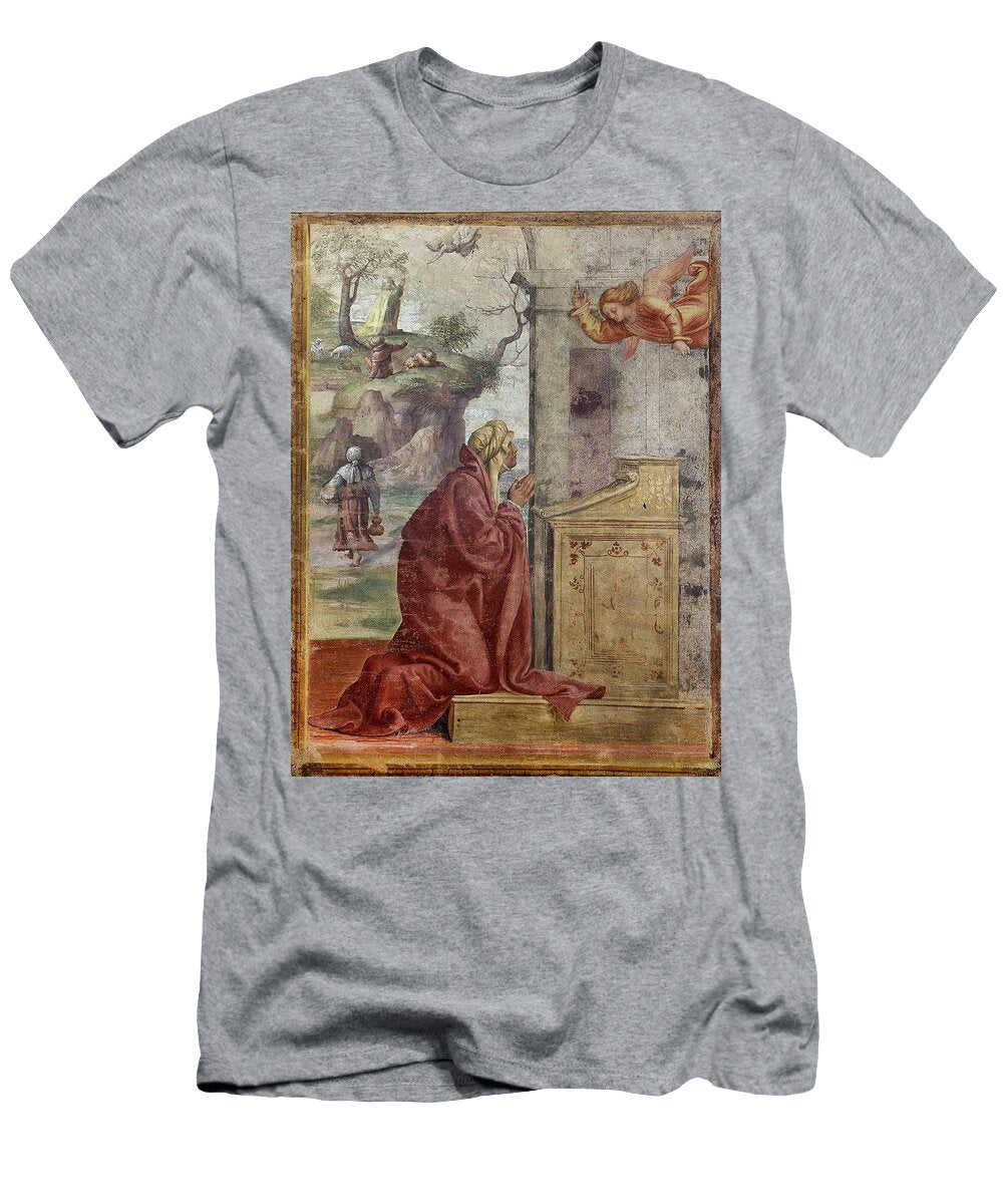 Annunciation to Saint Anne Saint Joachim and the Angel in the Background Bernardino Luini Celestial Images T-Shirt