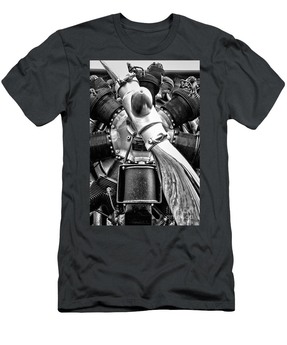 Antique Plane Prop and Engine Black and White Paul Ward T-Shirt