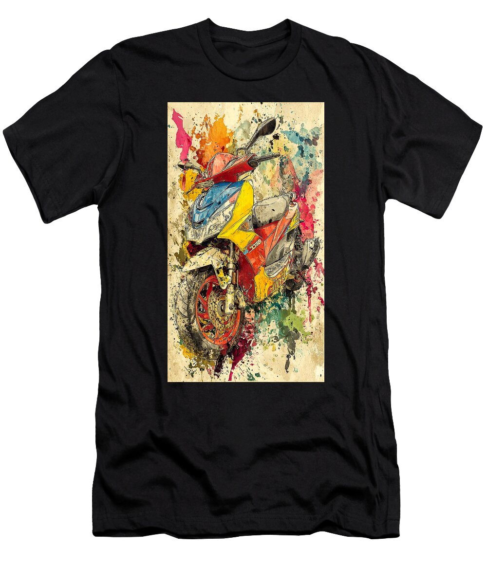 Aprilia Sxr 50 Scooter Style Urban Vibrant Transportation Colorful Motorbike Art Eldre Delvie T-Shirt