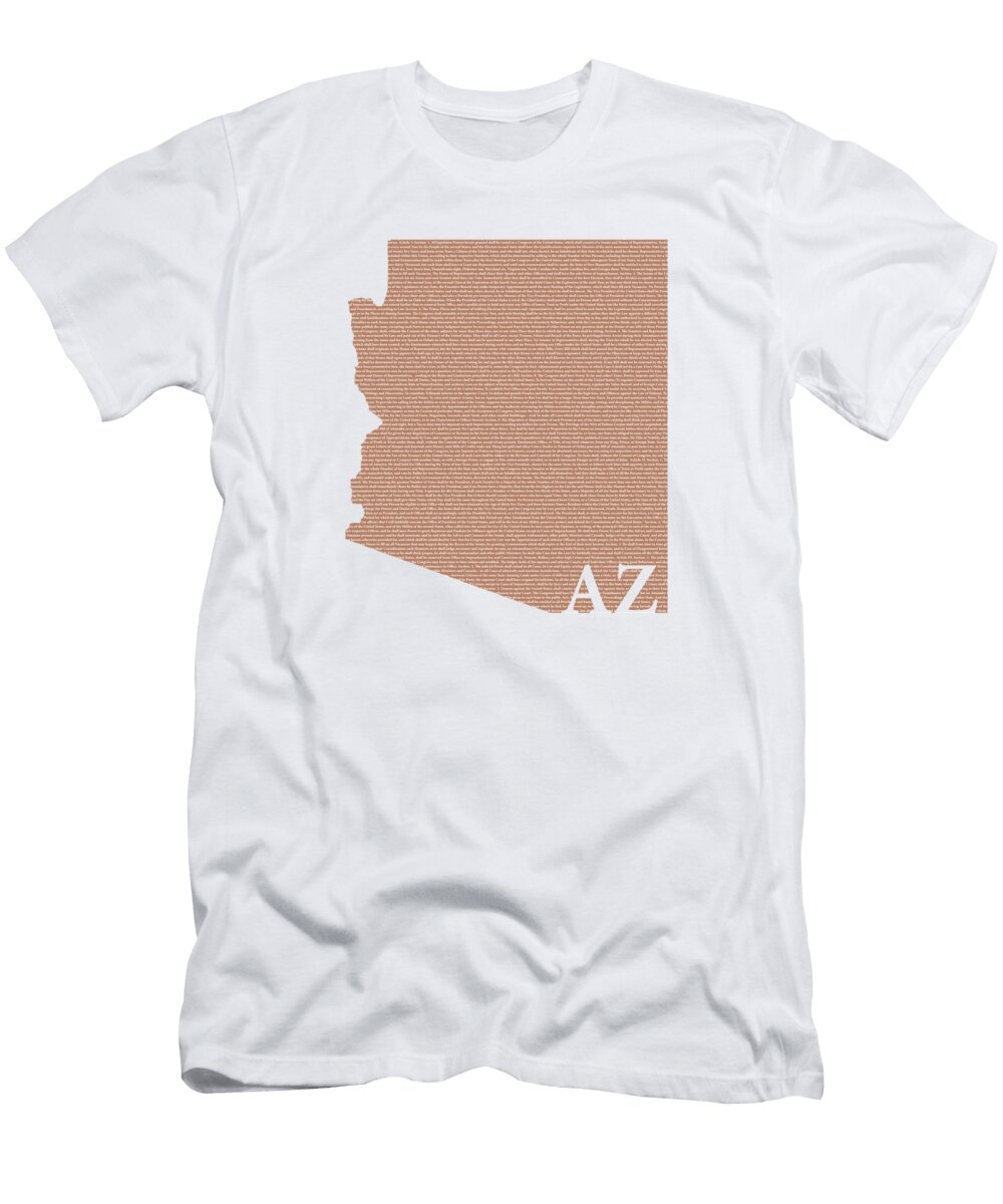 Arizona State Map with Text of Constitution Design Turnpike T-Shirt