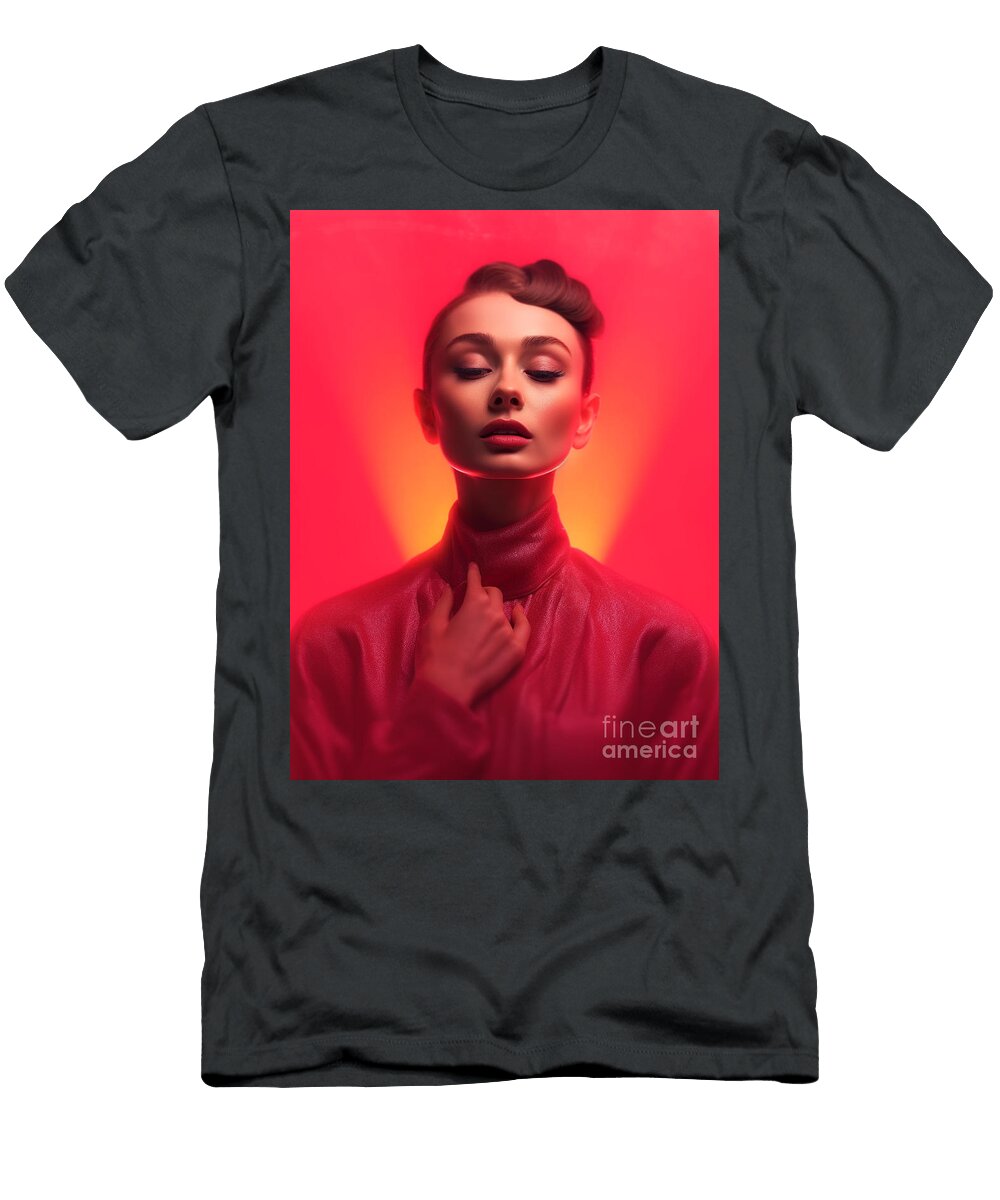 Audrey Hepburn Angelic Emotional Sad Surreal By Asar Studios Celestial Images T-Shirt