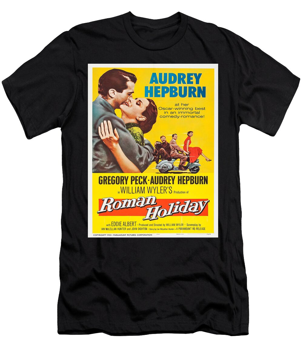 Audrey Hepburn Roman Holiday Poster 1953 Classic Movie Art Pulp Poster T-Shirt