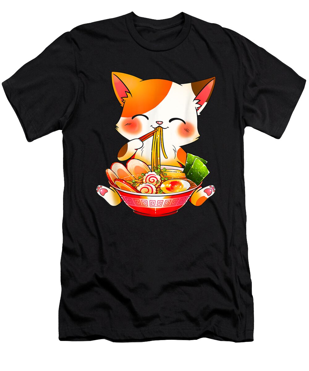 Awesome Good Ramen Cat Neko Anime Kawaii Japanese Merch Gifts Women Girlsretro Wave Ezone Prints T-Shirt
