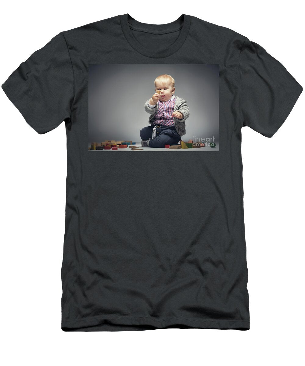 Baby Boy Examining a Building Block Michal Bednarek T-Shirt