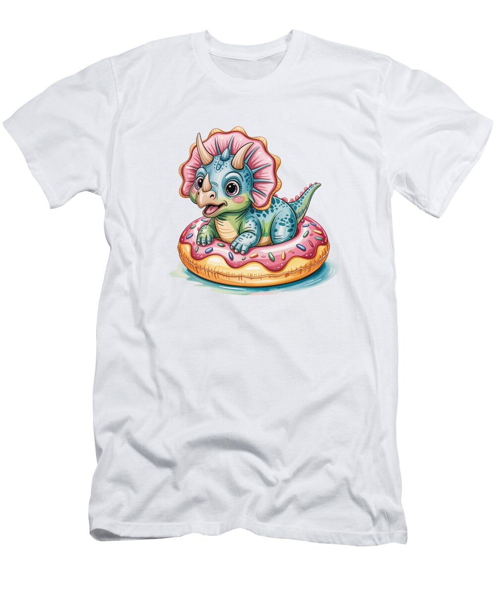Baby Dinosaur on Doughnut Float Joanna Redesiuk T-Shirt
