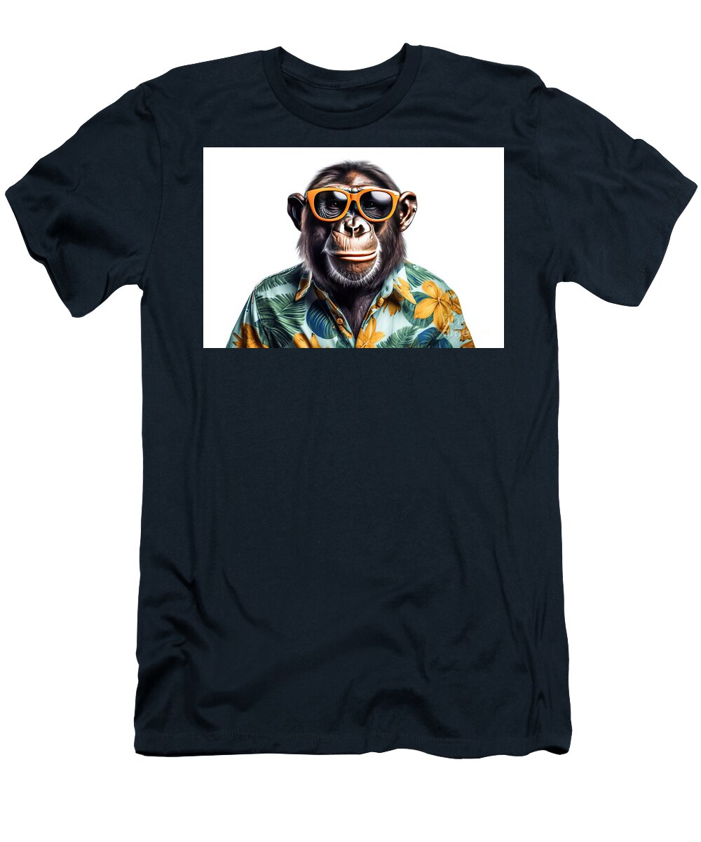 Background Isolated Tropical Glasses Wearing Chimpanzee Goggles Animal Primate Intelligent Curious Playful Fashionable Style Trendy Wildlife Jungle Nature Smart Funny Unique N Akkash T-Shirt