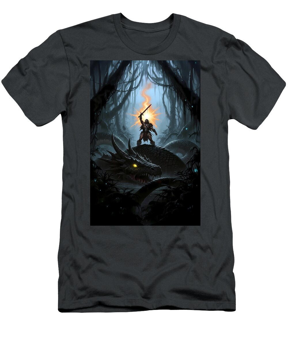 Barbarians Victory Over the Serpent God Alvin Barfield T-Shirt