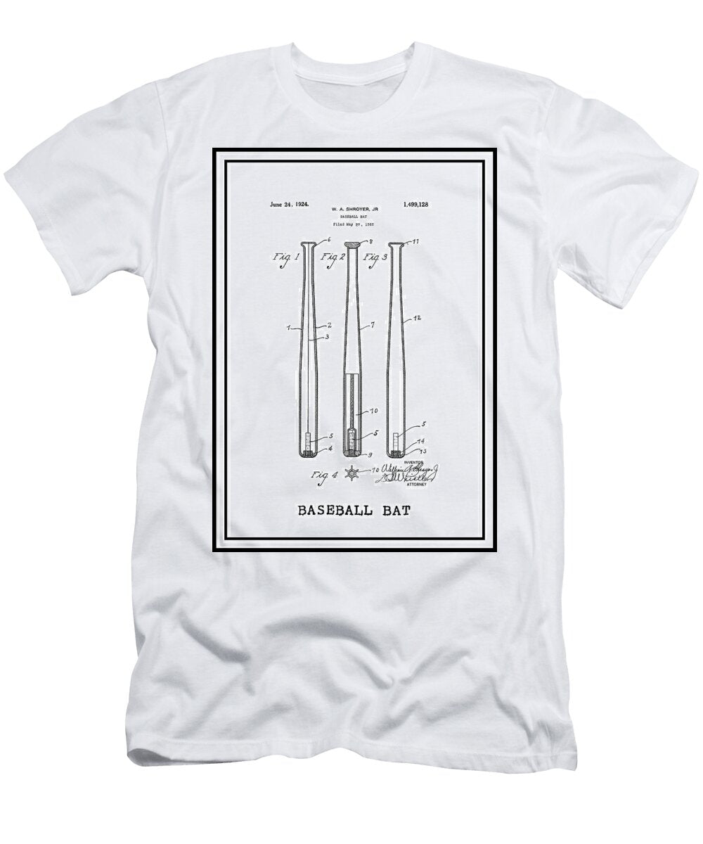 Baseball Bat Vintage Patent 1924 Carol Japp T-Shirt