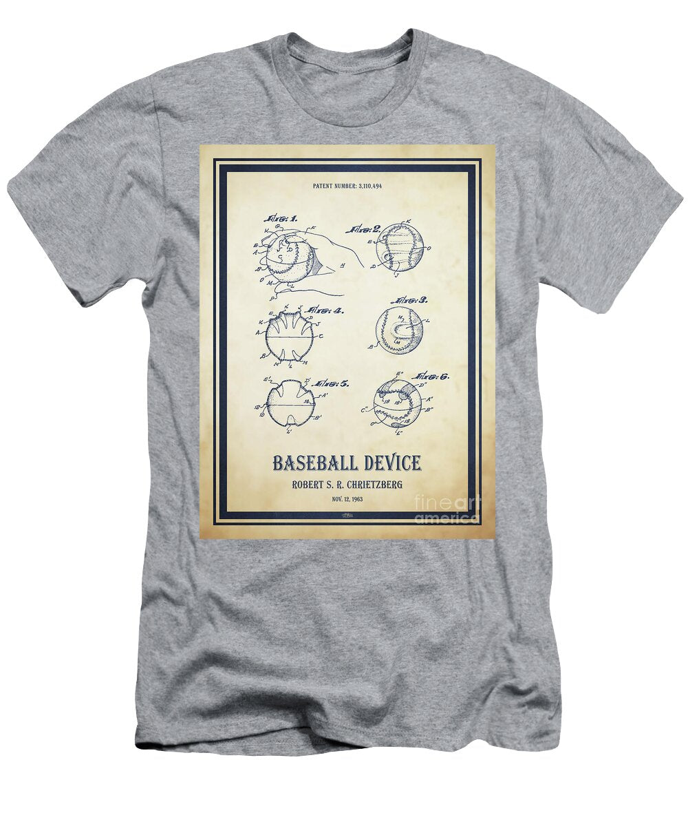 Baseball Device Patent 1963 Vintage Aged Pixel T-Shirt