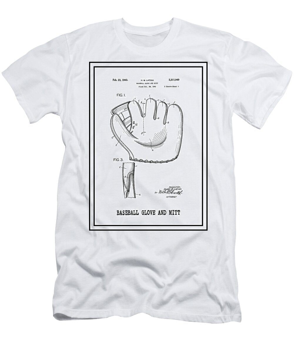 Baseball Glove and Mitt Vintage Patent 1943 Sheet 1 Carol Japp T-Shirt