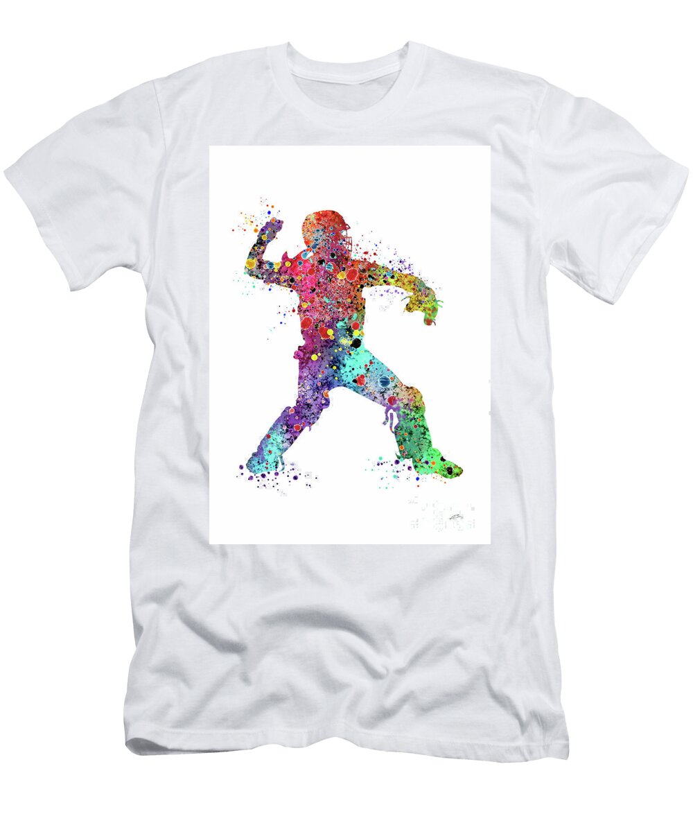 Baseball Softball Catcher 3 Watercolor Print Svetla Tancheva T-Shirt
