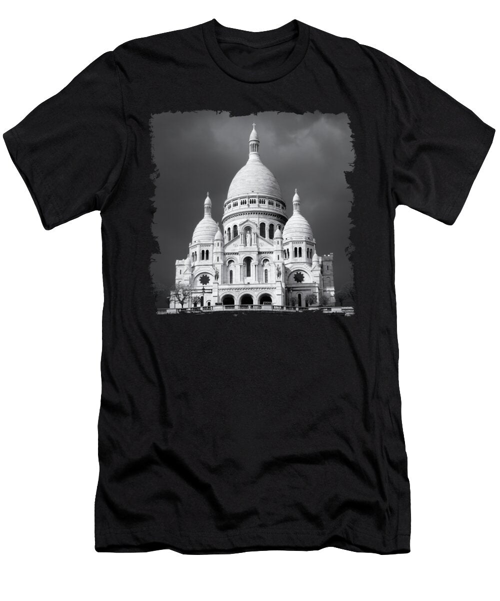 Basilica of the Sacred Heart in Paris in Black and White Andreea Eva Herczegh T-Shirt