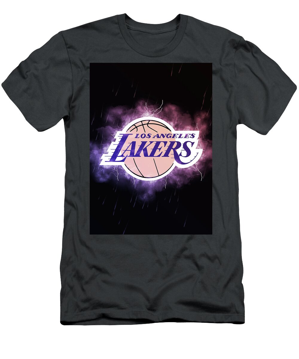 Basketball Lighting Red Los Angeles Lakers Leith Huber T-Shirt