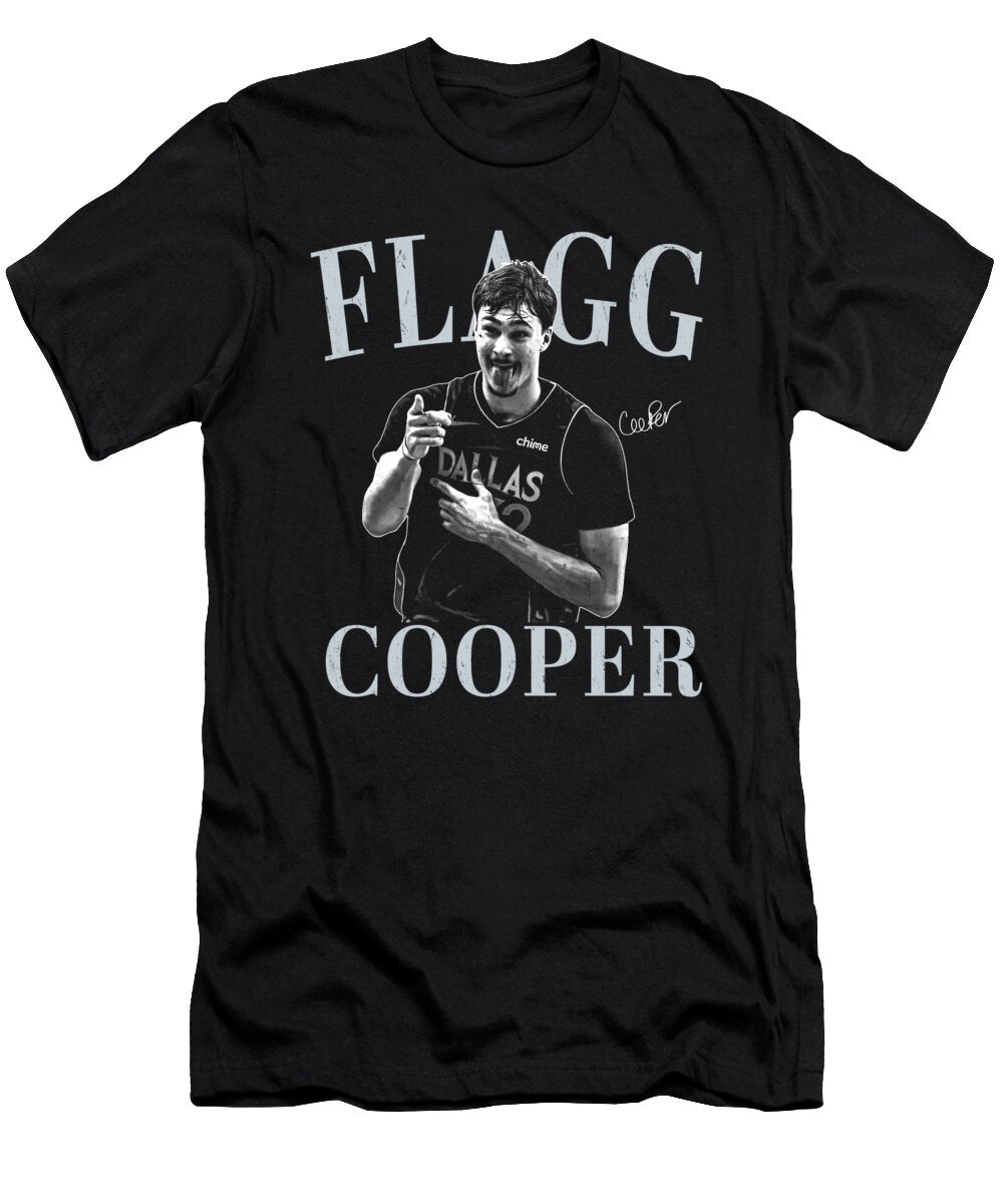 Basketball Player in Dallas Jersey Flagg Cooper Black White Basketball Player Graphic Eyaden Dan T-Shirt