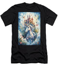 Beautiful Fantasy Unicorn and Castle Sarah Kirk T-Shirt