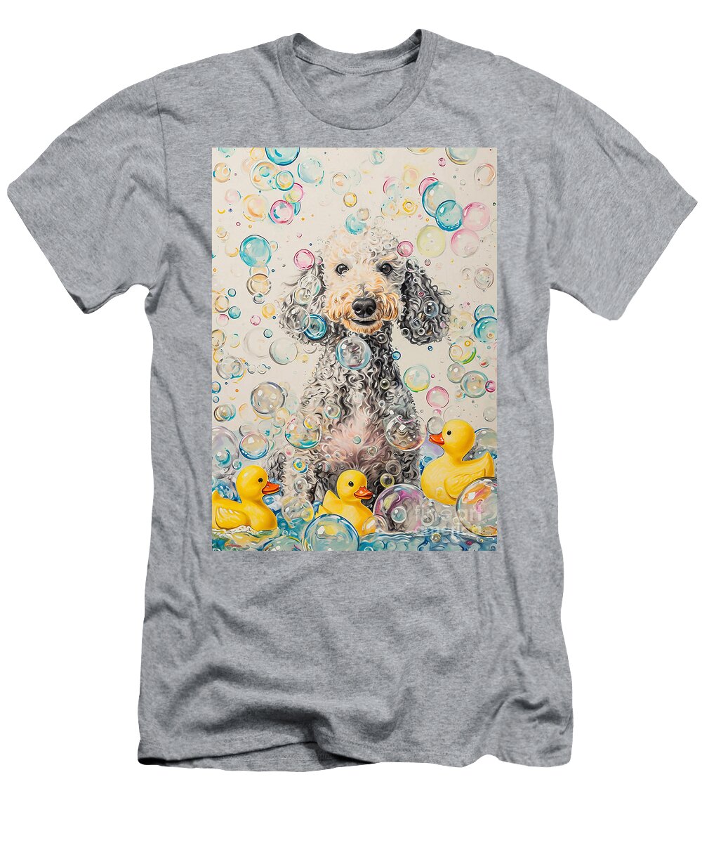 Bedlington Terrier Dog Enjoying a Bubbly Bath Adrien Efren T-Shirt